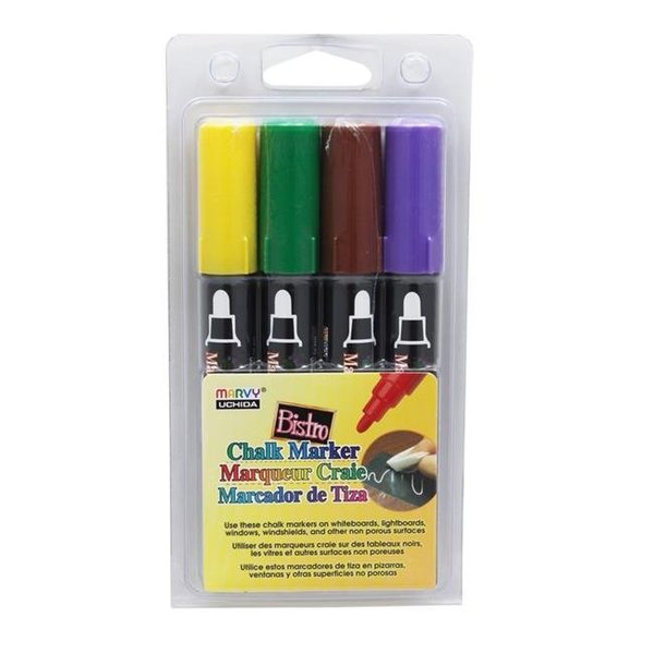 Uchida Of America Uchida of America UCH4804D-2 Marvy Bistro Chalk Markers Board Tip 4 Color Set - Pack of 2 UCH4804D-2